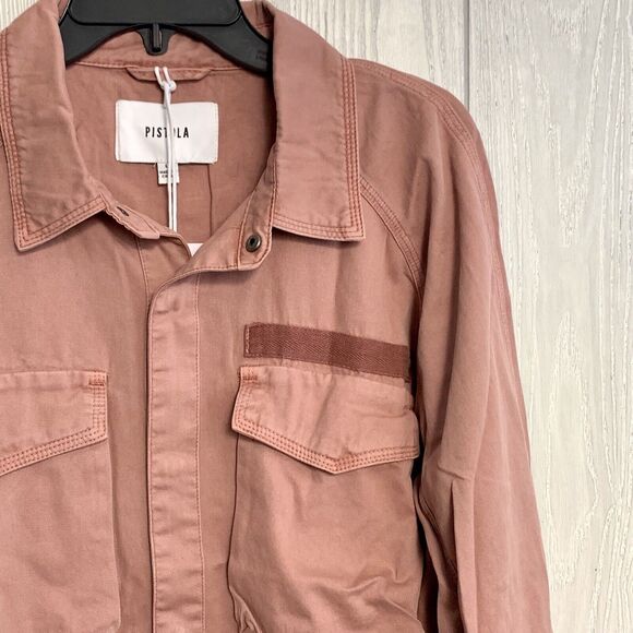 Pistola Briana Clay Pink Utility Jacket Shirt Jacket Size Large NWT - Picture 4 of 7